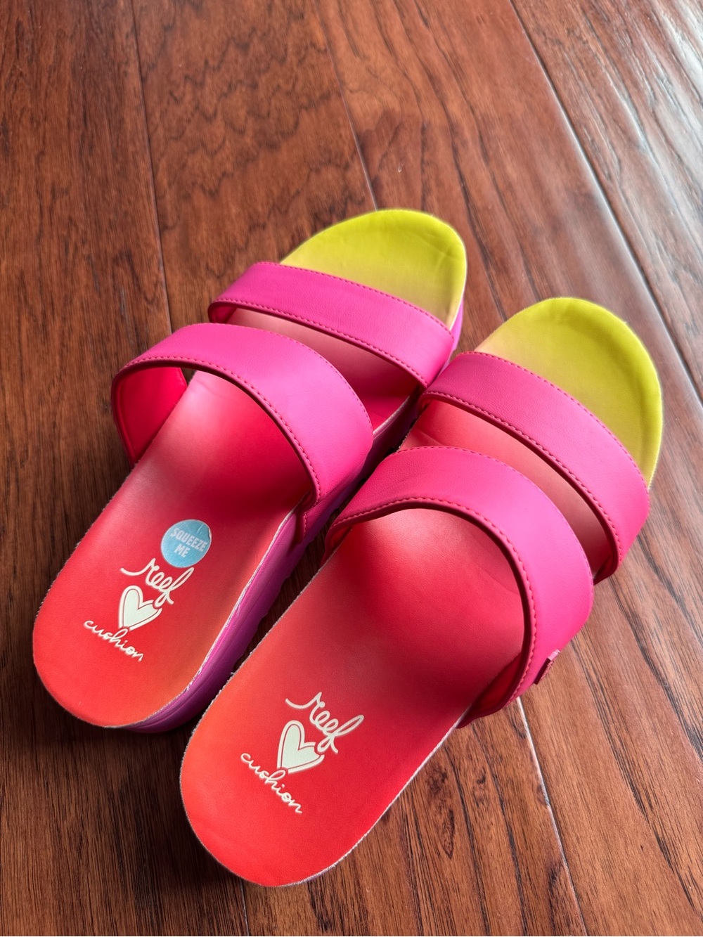 Reef Banded Horizon Hi Platform Slide Sandals pink ombré Sz 9 Beach Pool Travel